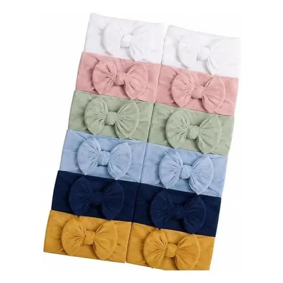 Laços de Cabelo Infantil Menina Bebê Turbante Kit com 12 Unidades