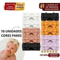 Kit 10 Laços Bebê Faixinha Cores Pares Premium Boutique Não Aperta