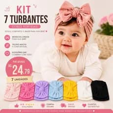Laços de Bebê Kit 7 Turbantes de Bebê Menina Faixa Laço Macio Confortável