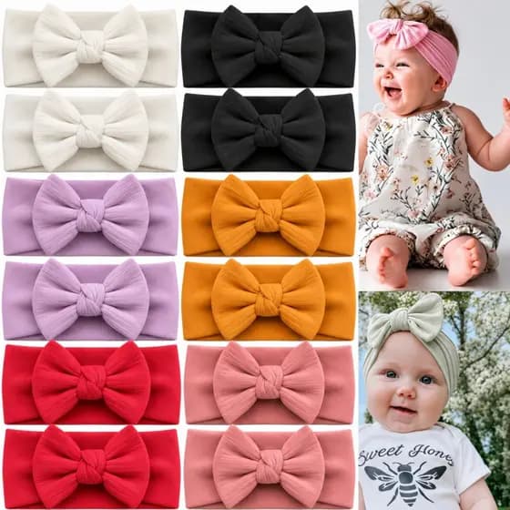 Kit 12 Faixinhas de Bebê Turbante de Bebê Acessórios de Cabelo Infantil Tamanho Ajustável Não Aperta