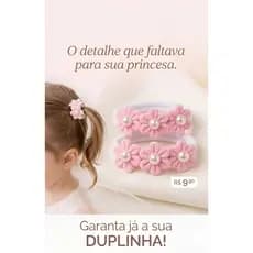 Kit 2 Xuxinhas Infantil Flor Pérola Elástico Cabelo Bebê Menina Acessórios Infantil Laço Delicado