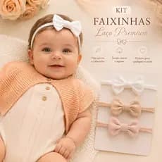 Kit Faixinha de Bebê Menina Laço Premium Macio Não Aperta Maternidade RN