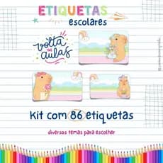 Kit de 86 Etiquetas Escolares Personalizada | Material escolar | Volta às aulas | Adesivo Escolar