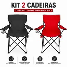 Kit Cadeira Dobrável Para  Camping e Praia Pesca Ar livre