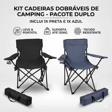Kit Cadeira Dobrável para Camping e Pesca Praia
