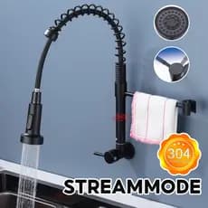 Cozinha Luxo Parede Banheiro-Preto Torneira Com Chuveiro Com Rotação De 360°