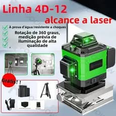 Kit De Nível Laser Verde 12 Linhas 4d Autonivelante Com 2 Baterias Nivel A Laser