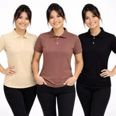 kit 3 Polo Baby Look Feminina Dia a Dia