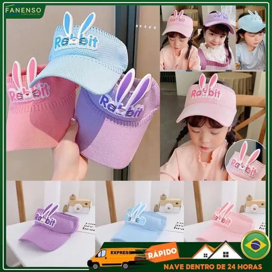 Viseira Infantil Rabbit Leve E Confortável Para Crianças Com Orelhinhas De Coelho