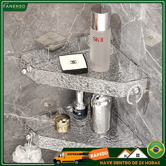 Suporte De Shampoo Acrilico Luxo Prateleiras Para Banheiro Sem Furar