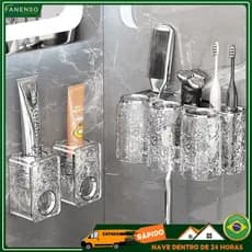 Suporte Acrílico Para Escova Dispenser De Pasta De Dente Automático Com Copo Luxo