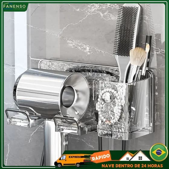 Rack De Armazenamento De Secador De Cabelo Sem Furos Rack De Armazenamento De Parede Para Banheiro