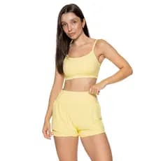 Conjunto Short Soltinho 2 em 1 Top Alça Fina Academia Poliamida Fitness Modelo Curtinho Slim