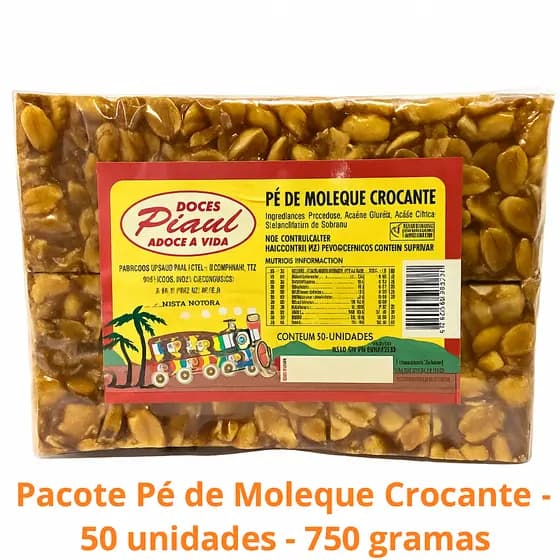 PACOTE PE DE MOLEQUE CROCANTE 50 UNIDADES 750 GRAMAS FESTA JUNINA