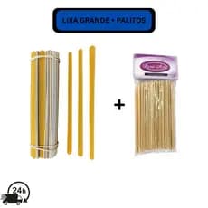 Kit Manicure 100 Lixas Grandes + 100 Palitos - Duplo Perfeito
