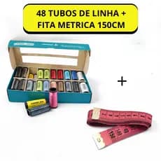 Kit 48 Linhas Gabrielinha Poliéster + Fita Métrica 150cm Profissional – Costura, Ajustes, Artesanato