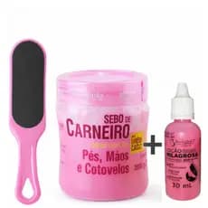 Kit Anti Rachadura nos Pés:  Loção Milagrosa + Sebo de Carneiro + Lixa de Pé