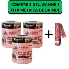 KIT 3 Gel Redutor de Medidas Pimenta Negra + Fita Métrica 150cm