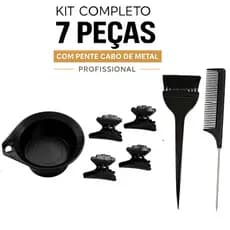 KIT De Pintura e Tintura Para Cabelo 7 Peças C/ Pente Cabo De Metal Profissional