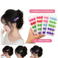 KIT 2/4/6/12/24 Presilha Bico de Pato 3 Flores Acrílico Hair Clip Flowers