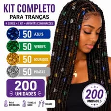 Kit 200 Anéis para Tranças Box Braids, Nagô e Dreads | 4 Cores (50 de Cada)