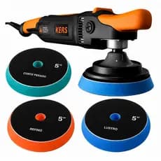 Politriz Rotativa Kers Rk 1250w 220v Profissional Boa E Barata Completa Polimento Carro Kit Boinas