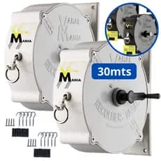 Kit 2 Varais Retráteis Recolhivel de Parede com Manivela – 30 Metros cada | Varal Mania