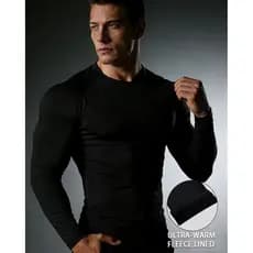 Camisa Térmica Masculina Outono e Inverno com Forro de Lã Base Blusa de Manga Comprida Peluciada