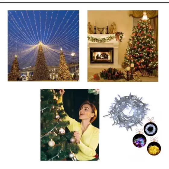 Cordão Pisca Pisca Led 100 Lâmpadas coloridas 8-9 metros 110V Decoração de Natal