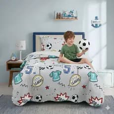Colcha Cobre leito Solteiro Kids Infantil Juvenil Kit com 2 Peças Dupla Face Estampada com Porta Travesseiro Menino