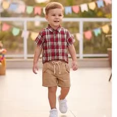 Camisa Xadrez  Infantil Manga Curta