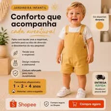 Jardineira de linho que deixa seu bebê confortável, leve e ainda mais encantador nos dias quentes e 1 a 4 anos unissex