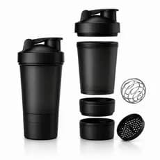 Coqueteleira Shakequeira 500ml com 3 compartimentos mais esfera misturadora e peneira varias cores