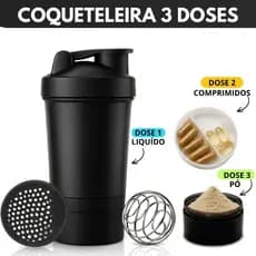 Coqueteleira 500ml Shaker com 3 Compartimentos Peneira Misturador Varias cores