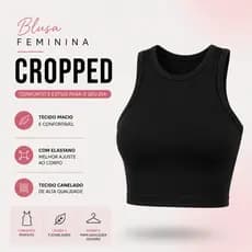 Cropped Poliamida Feminina Regatinha Canelada Básica Elegante Estilosa Moderna Dia a Dia
