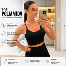 Top Fitness Poliamida Academia com Alça Bojo Removível Compressão Elastano