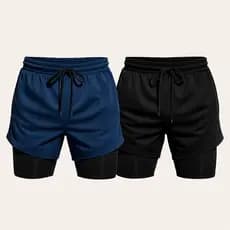 Kit 2 Bermuda Compressão 2 em 1 Shorts Para Academia