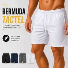 Bermuda Masculina Shorts Tactel Adulto Elastano Com Bolso Amarracão Confortável