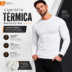Camiseta Térmica Masculina Manga Longa Peluciada Blusa Frio