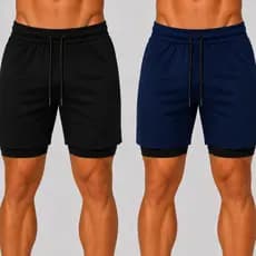 Kit 2 Bermuda Academia Térmica Short Masculino 2 em 1 com Compressão