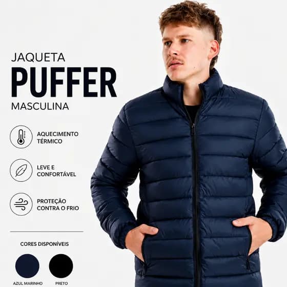 Jaqueta Bobojaco Columb Puffer Masculina Inverno Sem Capuz