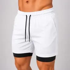 Shorts Masculino 2 em 1 Corrida Forrado Compressão Academia Treino