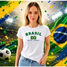 Camisa Do Brasil Blusa Feminina Camiseta Baby Look Algodão