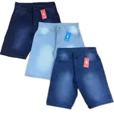 Kit 3 Bermuda Jeans Masculina Com Elastano SLIM direta da fabrica Premium várias  Lavargem