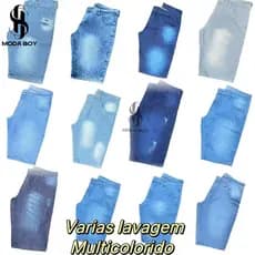 Kit 12   Bermuda Jeans Masculina Com Elastano SLIM direta da fabrica Premium várias  Lavargem