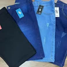 Kit 4/3 Bermuda Jeans Masculina Puído e bigode preta  meida escura Premium Várias  Lavargem