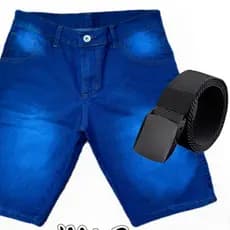 Conjunto Bermuda com cinto Jeans Masculina Com Elastano SLIM Premium várias  Lavargem