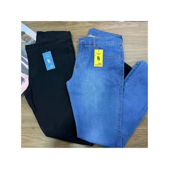 Kit 2 Calça Jeans 36-56 PLUS Masculina slim Básica Casual premium Direto Da Fábrica com elastano