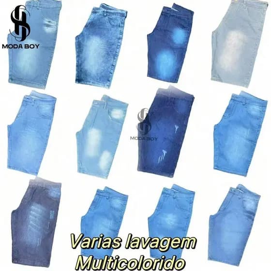 Kit 5 Bermuda Jeans plus size Masculina SORTIDO Premium Várias  Lavargem com  elastano