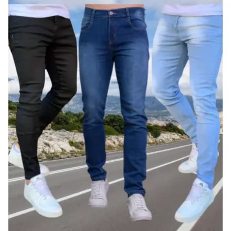 Kit 3 Calça Jeans Masculina Básica Casual premium Direto Da Fábrica com elastano